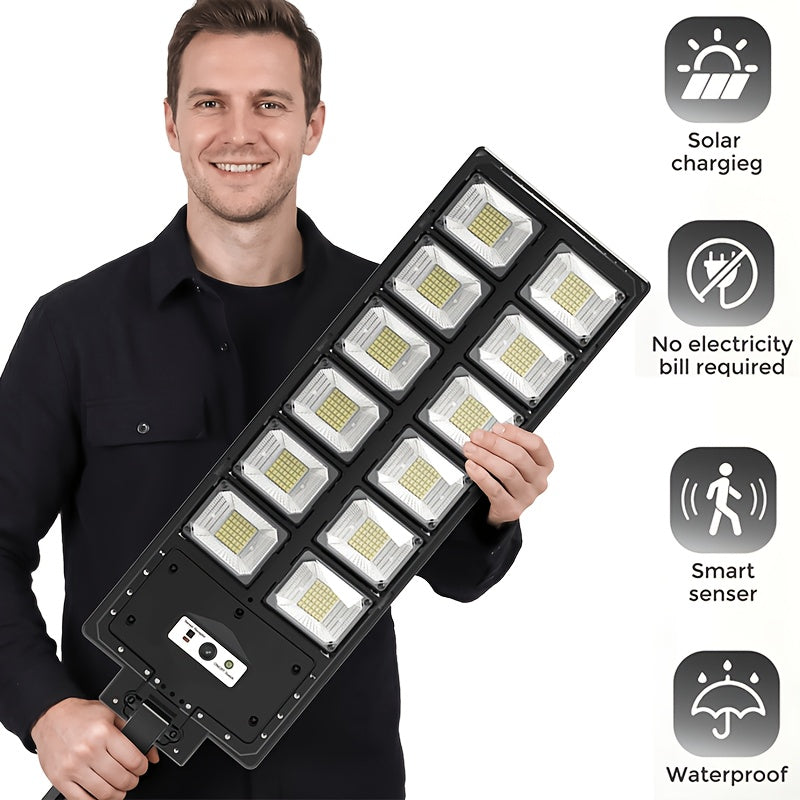 1/2/4pcs 504Led Solar Street Lamp IP44 LED Outdoor Lamp Solar Street Lamp Commercial Parking Lot Lamp Night to Dawn Solar Safety Floodlight with Motion Sensor And Remote Controller Suitable for Courtyard, Garage And Driveway
