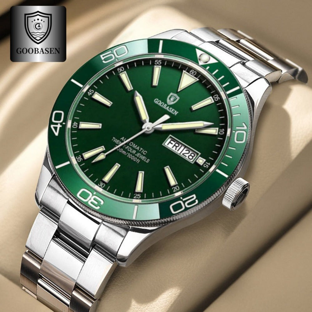 Guberson Men's Luxury Watch, Men's Watch with Calendar Hollow, Transparent Imitation Mechanical Watch, Scratch- Mirror, Sturdy and Durable