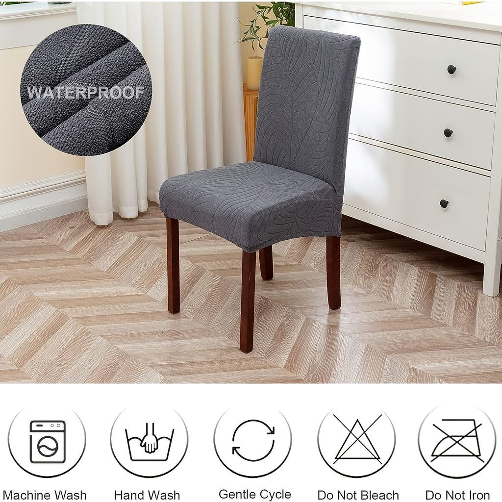 4/6pcs High Quality Chair Covers for Dining Room, Stretch Jacquard Dining Chair Slipcovers Removable Washable Chair Protector for Kitchen, Hotel, Restaurant