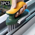 3pcs 2-in-1 Window Crevice & Floor Scrub Brush - Durable Plastic, Portable Design with Ergonomic Handle and Dual-Color Bristles for Bathroom, Kitchen, Living Room Cleaning