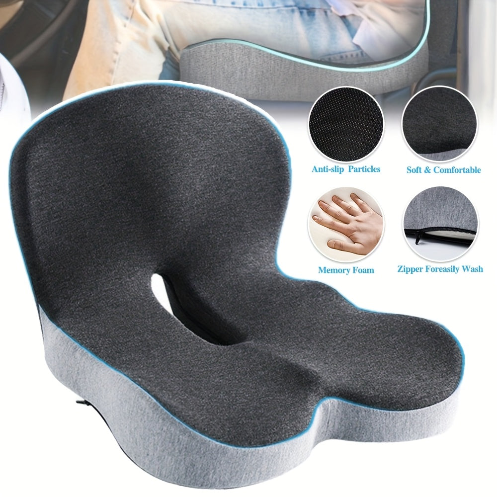 1pc Memory Foam Back Support Cushion, Designed Ergonomically for Truck Drivers, Providing Lumbar And Hip Support, with a Contour for Truck Seats, Featuring an Integrated Cushion Made of High-Density Foam