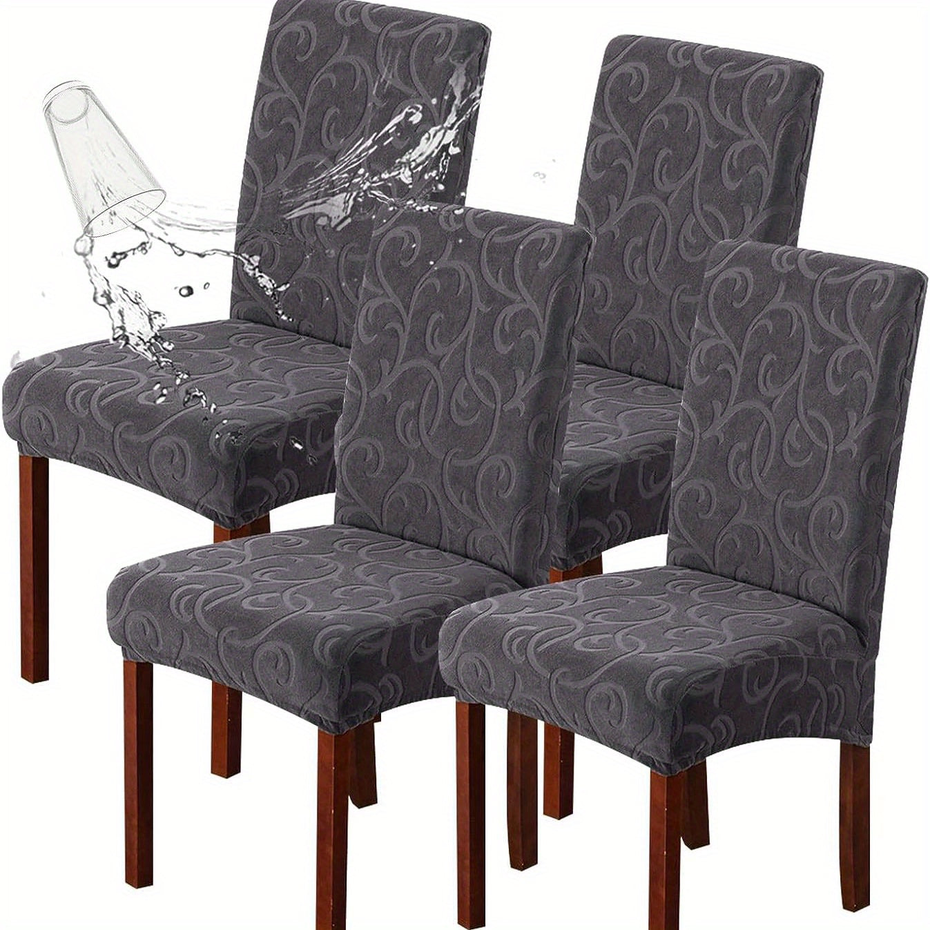 4/6pcs 100% Waterproof Dining Room Chair Covers Stretch Parsons Chair Slipcovers for Dining Room Kitchen Chair Protector Cover, Removable, Washable