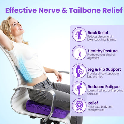 Extra-Large Thick Gel Seat Cushion, 3D Honeycomb Ergonomic Design, Pressure Relief, Breathable with Moderate Elasticity. Perfect for Office, Car, Home, Outdoor Camping And Wheelchairs