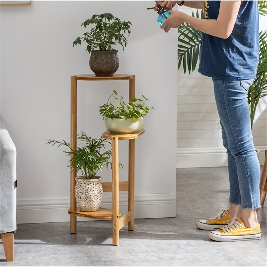 3 Tier Bamboo Tall Corner Plant Rack Planter Stand Flower Pot Holder Storage Rack for Balcony Garden Patio