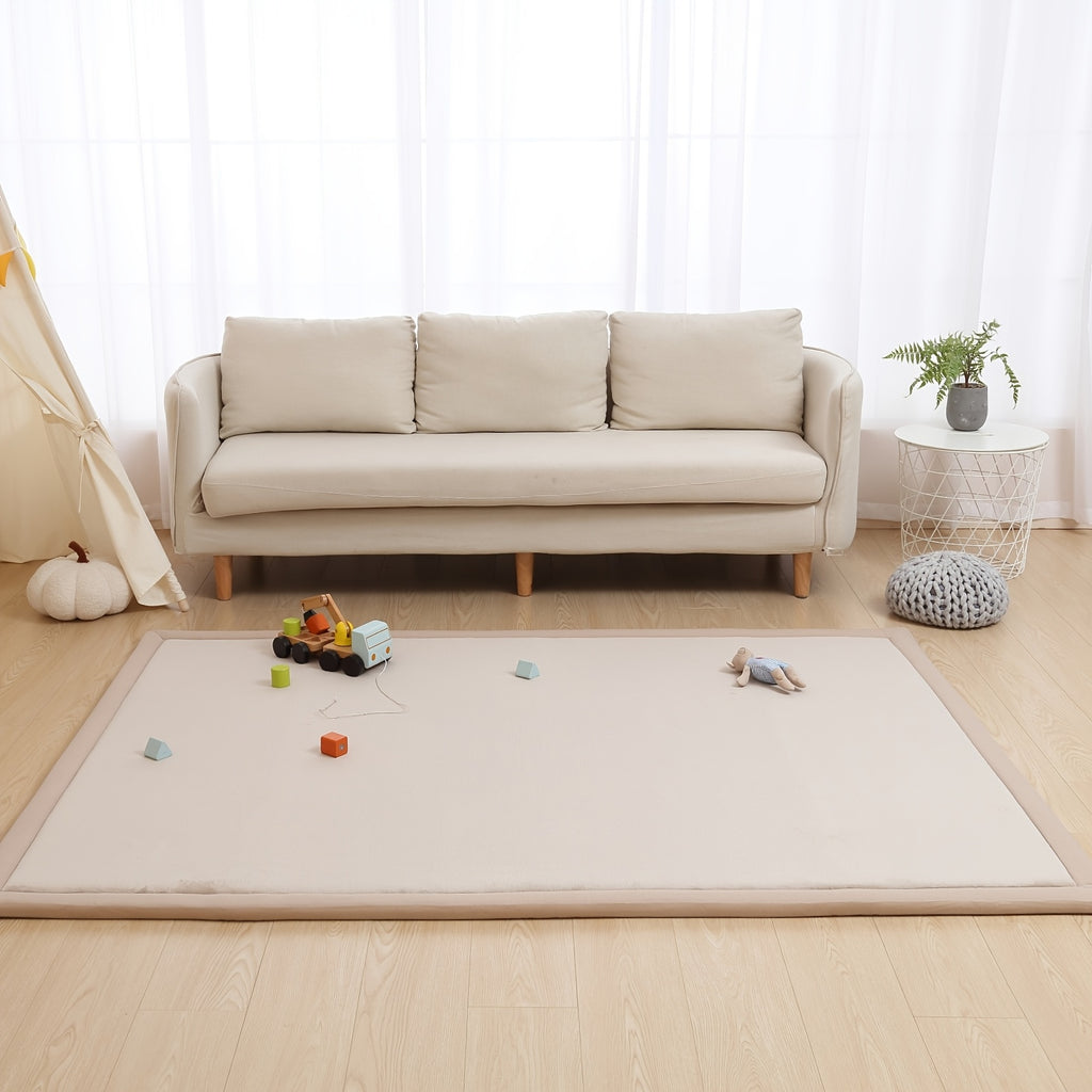 [Japanese crawling mat] 1pc Coral Velvet Memory Foam Tatami Mat - 3cm Thick Non-Slip, Soft Gray Area Mat for Kids Playroom, Nursery, Yoga & Living Room, Large Sizes Available for Christmas and Halloween