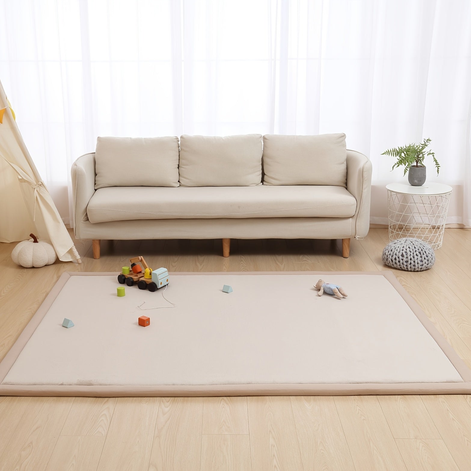 [Japanese crawling mat] 1pc Coral Velvet Memory Foam Tatami Mat - 3cm Thick Non-Slip, Soft Gray Area Mat for Kids Playroom, Nursery, Yoga & Living Room, Large Sizes Available for Christmas and Halloween