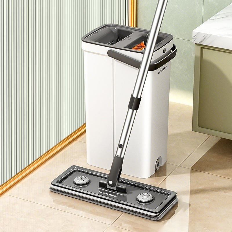 JOYBOS Heavy-Duty All-in-One Mop and Bucket Set with Dual-Use Wet/Dry System, Space-Saving Compact Floor & Wall Cleaner, Long Handle with Twister Wringing System, 2 Reusable Fiber Cloths & Detachable Bucket - Heavy-Duty Metal Frame, Mops for Floor