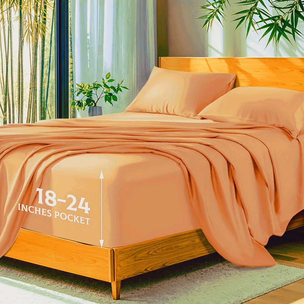 Ultra Soft Bed Sheets Set, Breathable for Spring & Summer, Deep Pocket 18-24in, Shrink-Resistant Cooling Bedding for Hot Sleepers, Queen/King/Double/Single/King Single Sizes, Ideal Gift for Halloween, Christmas, New Year & Holiday Season