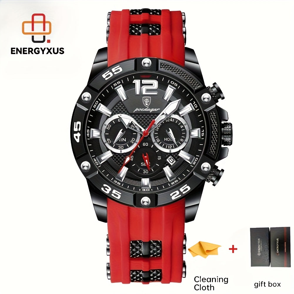POEDAGAR Casual Men's Watch Luminous Chronograph Men's Watch High Quality Men's Watch 24 Hours Multi-function Dial Men's Gift