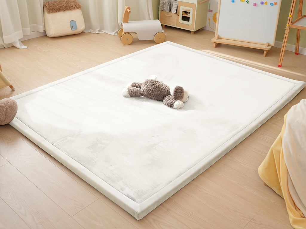 [Japanese crawling mat] 1pc Coral Velvet Memory Foam Tatami Mat - 3cm Thick Non-Slip, Soft Gray Area Mat for Kids Playroom, Nursery, Yoga & Living Room, Large Sizes Available for Christmas and Halloween