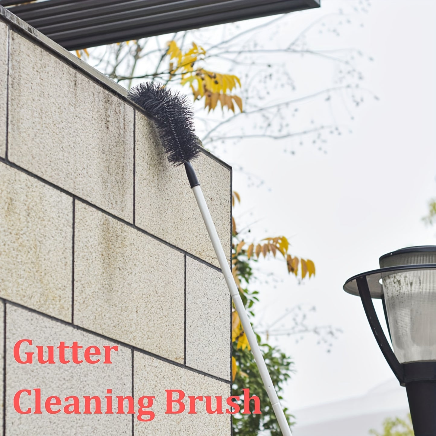 [No-Ladder Needed] Gutter Cleaning Tool Set - 2.8M, 7-Section, Durable Aluminum Alloy Tubes with Brush Head - No-Ladder Needed for Easy Leaf & Debris Removal