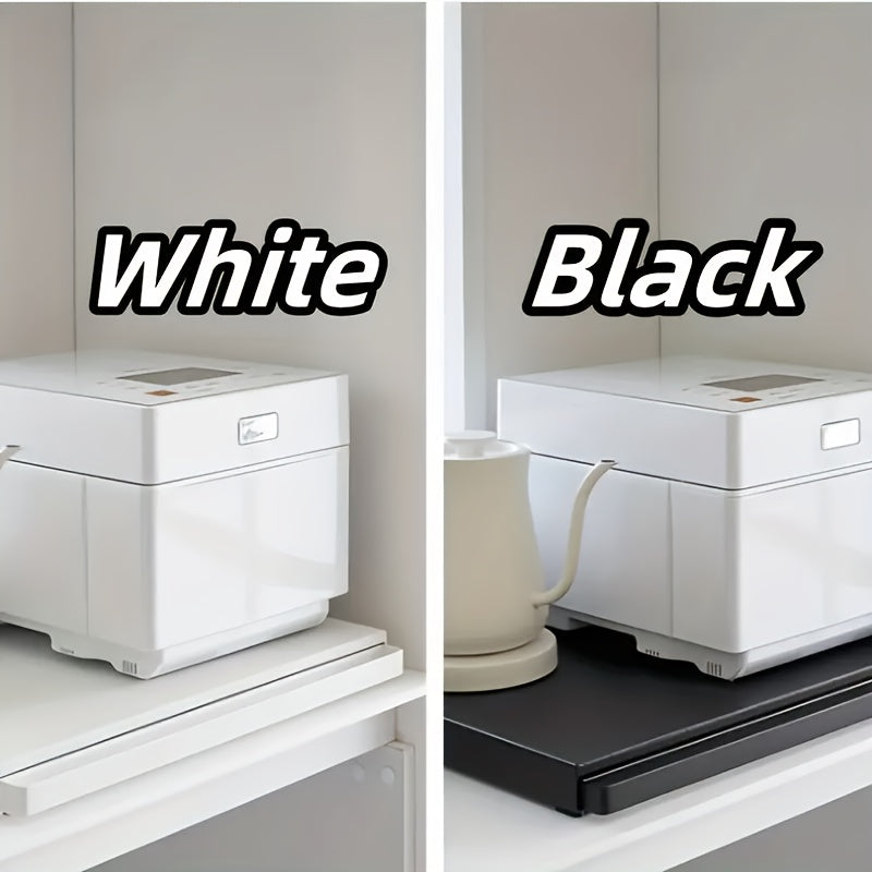 Multifunctional Kitchen Microwave Rack with Pull-Out Storage Drawer - Space Saving Microwave Rack, Multipurpose Organizer for Oven, Microwave, Coffee Maker, Modern Design, Efficient Space Saving, Easy Drill-Free Installation