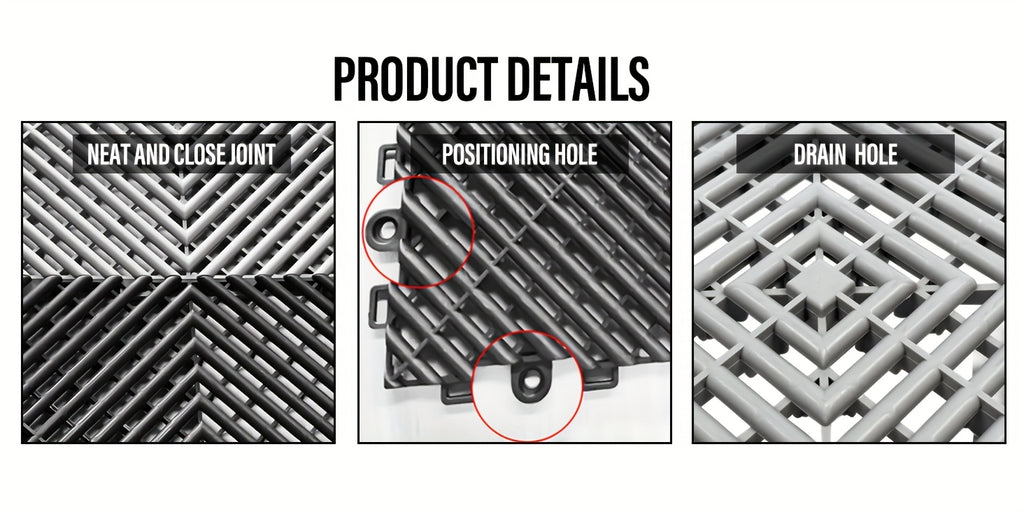 10 Edges And 2 Corners Only Optional 20 Pack 40.64cmx 40.64cmx 1.91cm(Thickness)Interlocking for garage Floor Tiles, Modular Drainage Floor Mat, Non-Slip Splicing Interlocking Drainage Mats Floor Tile For Garage Car Wash Basement, Etc