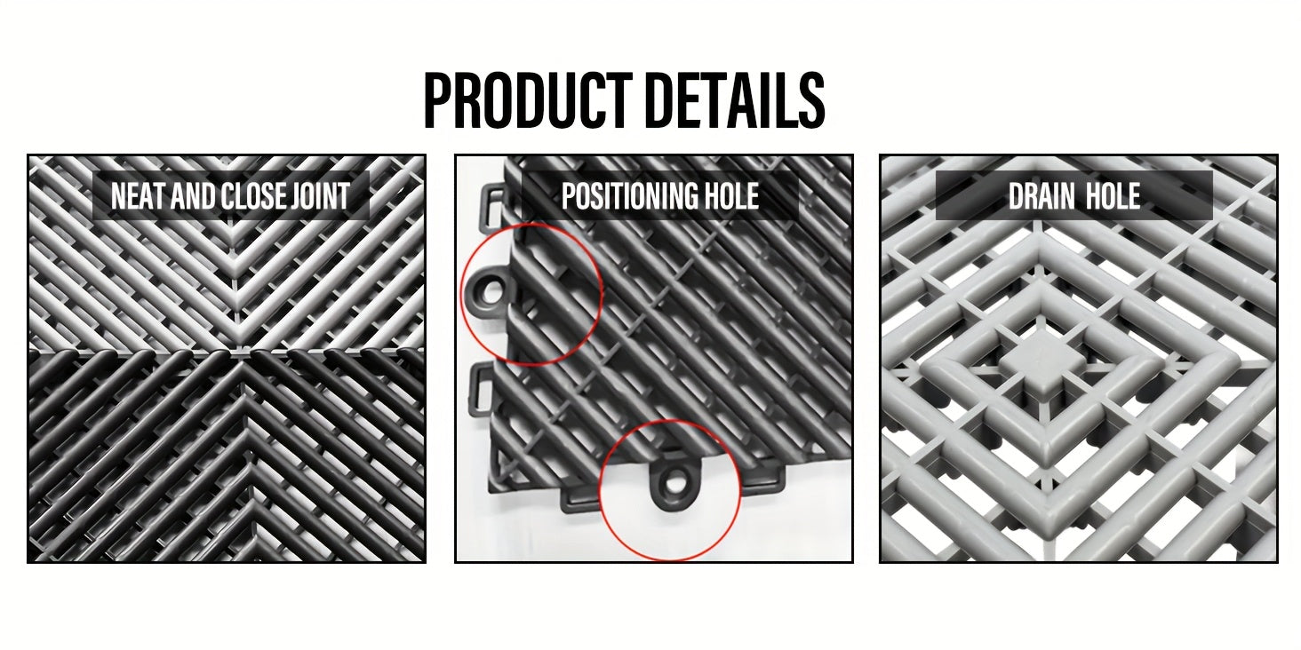 10 Edges And 2 Corners Only Optional 20 Pack 40.64cmx 40.64cmx 1.91cm(Thickness)Interlocking for garage Floor Tiles, Modular Drainage Floor Mat, Non-Slip Splicing Interlocking Drainage Mats Floor Tile For Garage Car Wash Basement, Etc