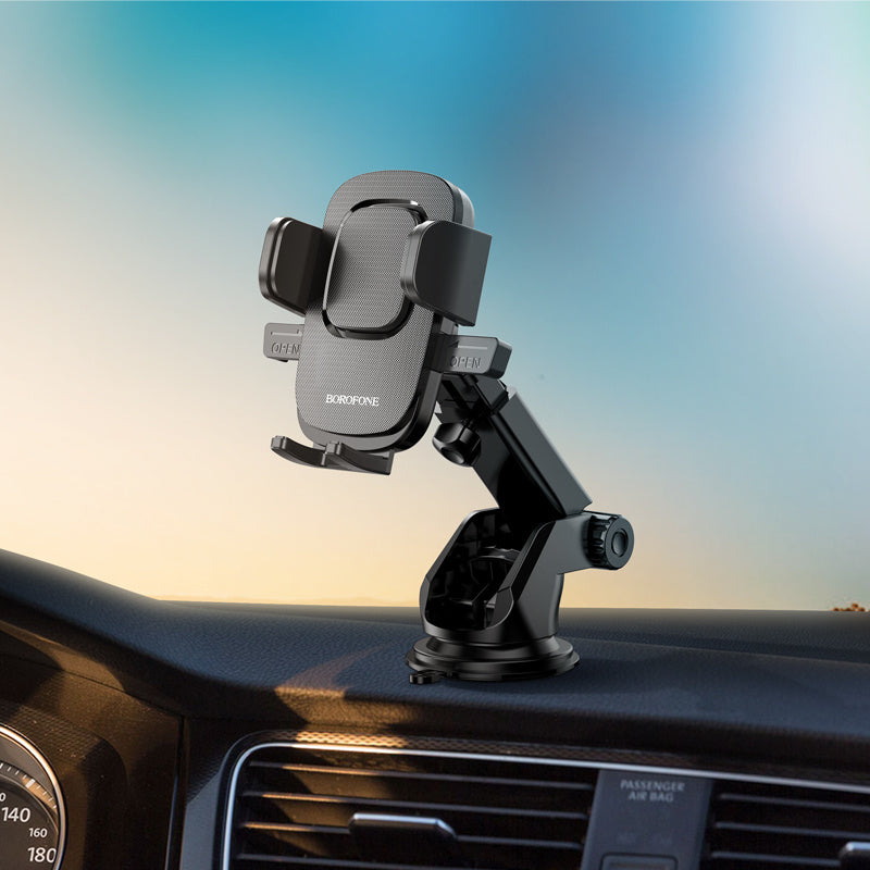 Borofone H60 Car Phone Holder – Hands-Free Car Mount, Adjustable 360° Rotation, Strong Suction Cup, Compatible with Smartphones