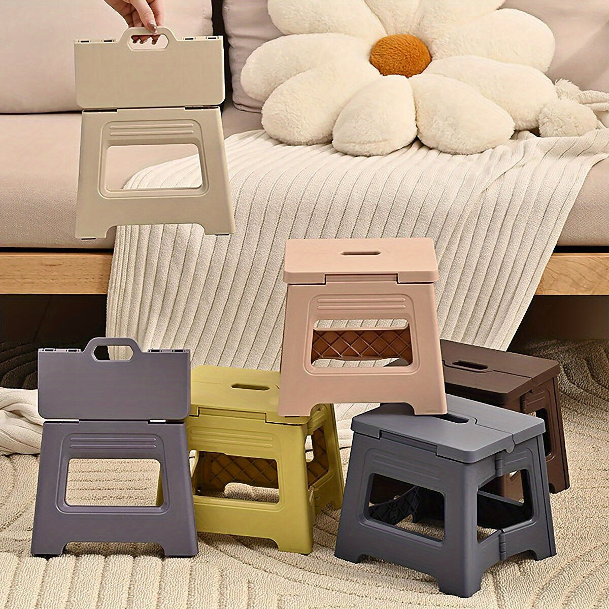 1pc Thickened Plastic Folding Stool, Portable Mini Outdoor Chair Bench