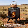 Portable Folding Firewood Stove for Outdoor Camping, Barbecue Campfire Wood Stove, Self-Driving Picnic Grill Tools, Portable Rocket Stove, Multifunctional Folding Stove for Picnic BBQ Camping