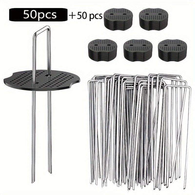 100/200pcs Heavy-Duty U-Shaped Tent Stakes with Washers - Ideal for Outdoor Tents, Gardening Fabric, Landscape Cloth, Weed Barrier, And Floor Nails