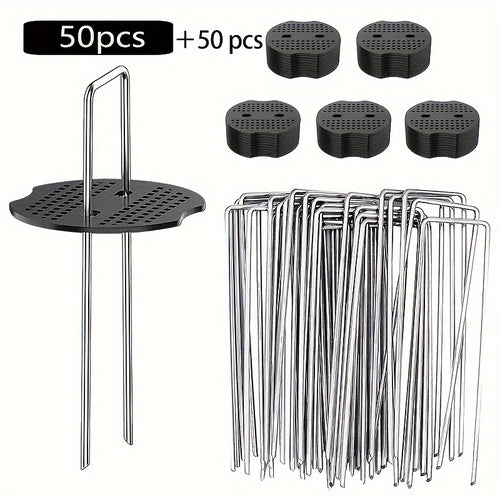100/200pcs Heavy-Duty U-Shaped Tent Stakes with Washers - Ideal for Outdoor Tents, Gardening Fabric, Landscape Cloth, Weed Barrier, And Floor Nails