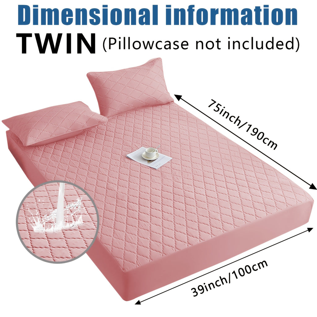 1pc Layered Waterproof Mattress Protector (Without Pillowcase And Pillow Insert) Soft And Comfortable Solid Color Bedding Mattress Cover Bedroom Guest Room Waterproof Fitted Sheet Only