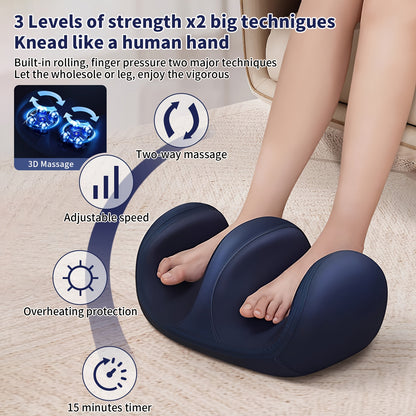 MASSTECK Foot Massager, Machine with Heat, 3 Adjustable Modes, Shiatsu Feet And Leg Massager, Kneading Rolling for Foot, Calf, Ankle, Leg, Plantar, Massage Gift for Mom, Dad, Women, Men, With Remote Control