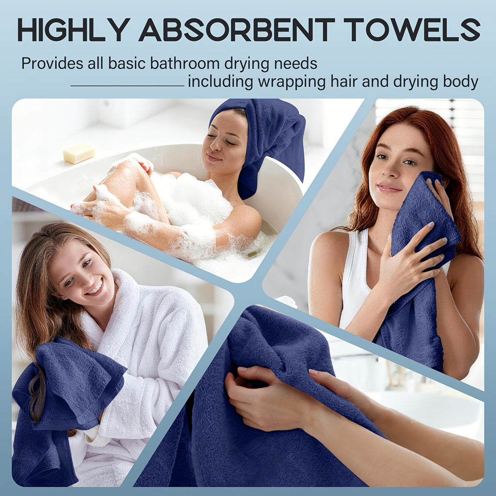 7pcs Ultra-soft Fluffy Absorbent Quick-drying 550GSM Thick Bath Towels & Bath Mat Set - Includes 2 Bath Towels, 2 Hand Towels, 2 Face Towels, And 1 Chenille Bath Mat, Machine Washable, Christmas Gift, Wash Cloths
