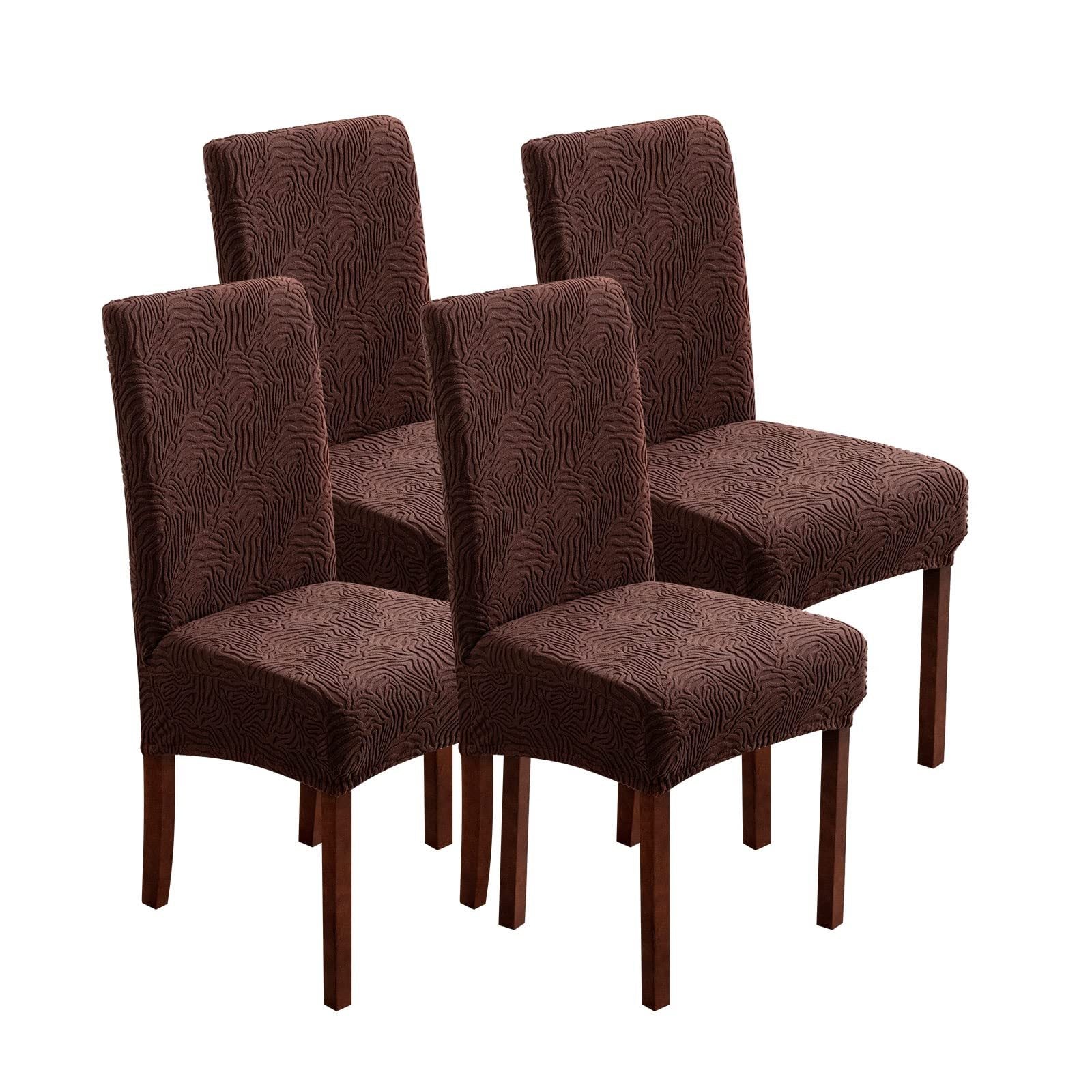 4/6pcs High Quality Chair Covers for Dining Room, Stretch Jacquard Dining Chair Slipcovers Removable Washable Chair Protector for Kitchen, Hotel, Restaurant