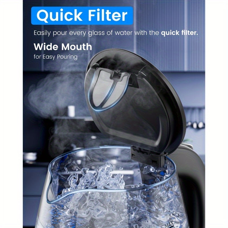 HEYMIX 1.8L Electric Kettle - Glass Kettle for Coffee & Tea, 2200W Hot Water Boiler, Fast Boiling Water Kettle, Quick Boiler Stainless Steel & Glass with Auto Shut-Off, Easy Clean for Smart Home