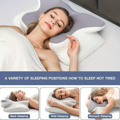1pc Cervical Neck Pillow Ergonomic Memory Foam Orthopedic Pain Relief Neck Support for Neck and Shoulder, Contour Memory Foam Pillow