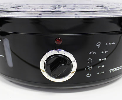 9L Steam Cooker Steamer 3 Tray 800W Power Dial Timer Healthy Stackable