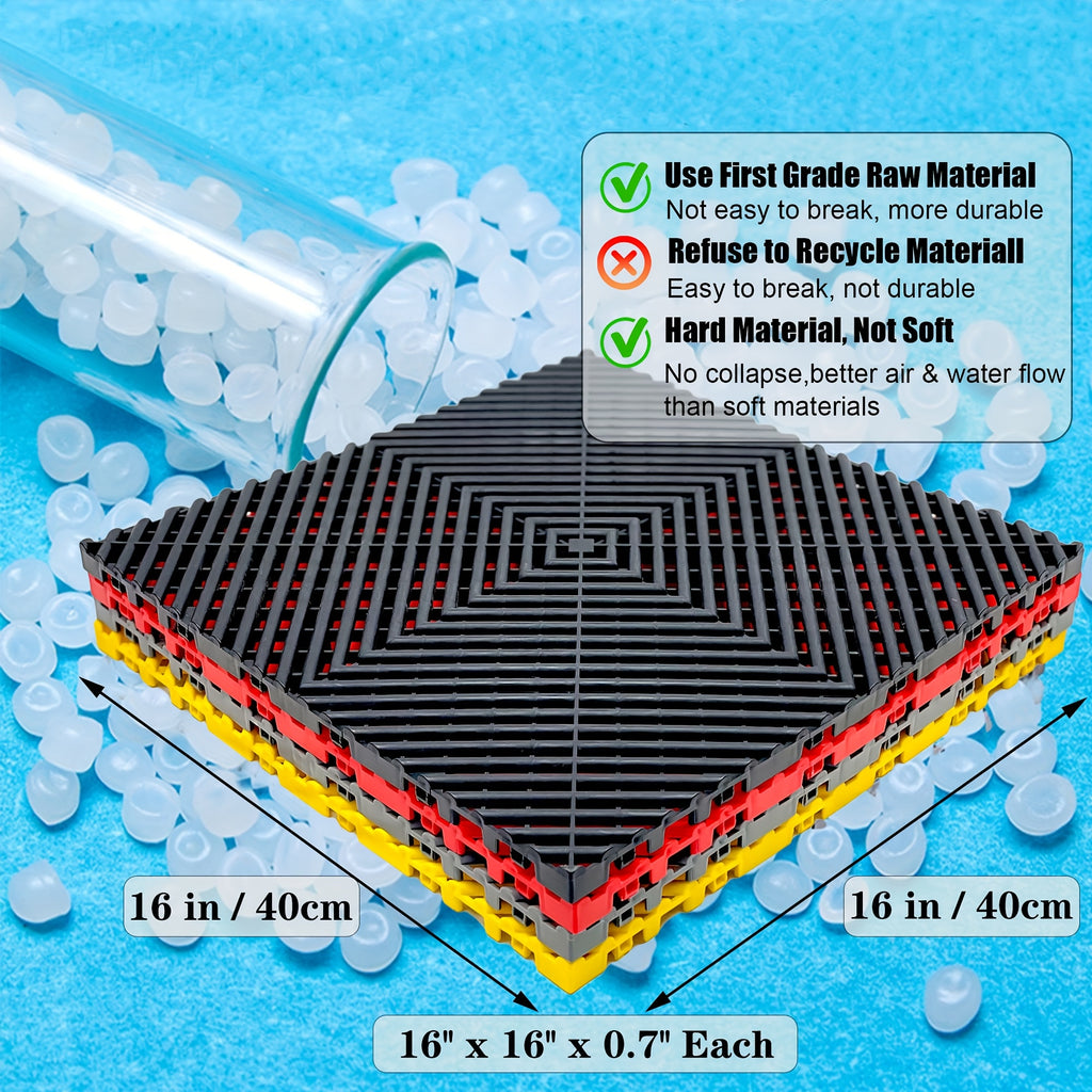 10 Edges And 2 Corners Only Optional 20 Pack 40.64cmx 40.64cmx 1.91cm(Thickness)Interlocking for garage Floor Tiles, Modular Drainage Floor Mat, Non-Slip Splicing Interlocking Drainage Mats Floor Tile For Garage Car Wash Basement, Etc