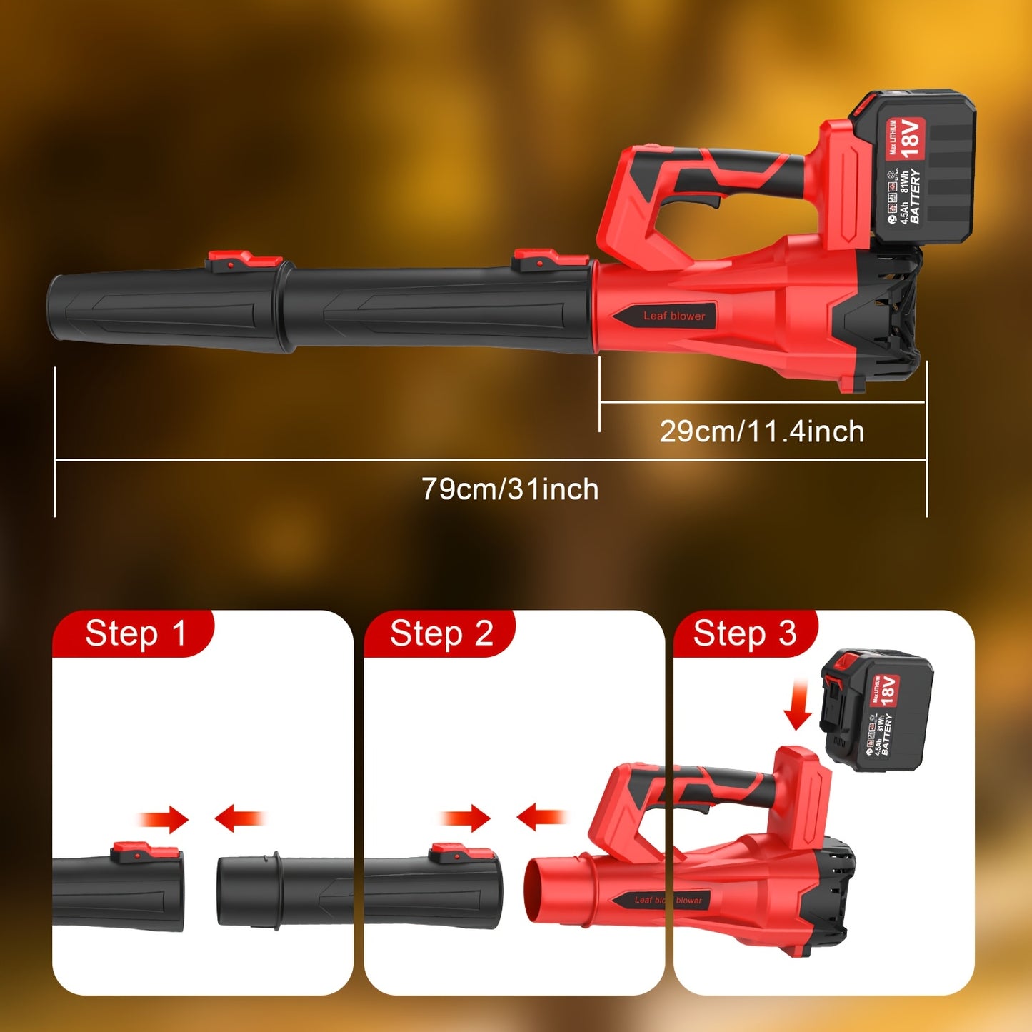 Cordless Leaf Blower with 2X 4500mAh Batteries And Charger, 120Mins Lasting 170MPH Cordless Blower, Powerful Electric Leaf Blowers for Lawn Care, Patio, Yard, Leaves, Grass And Snow