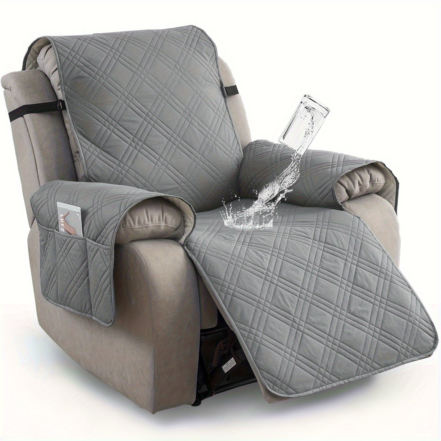 1pc 100% Recliner Chair Cover, Non Slip Recliner Covers For Recliner Chair With Pocket, Pet Scratch-Resistant Sofa Slipcover, Washable Furniture Protector, Easy To Install For Living Room, Mother'S Day Gift, Mother'S Day Home Decorations.