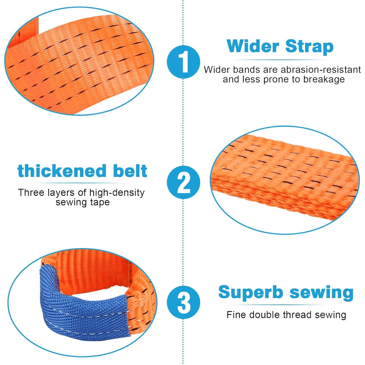 4pcs Heavy-Duty Vehicle Tie Down Straps, Vehicle Transport Tie-Down Straps - Universal - 4pcs - 50mm Width - Abrasion-Resistant - Non-Slip - Reusable Linen Ratchet Straps with Secure Tie-Off Hooks - Reusable Load Suitable for Cars, Trailer, and Roof Rack,