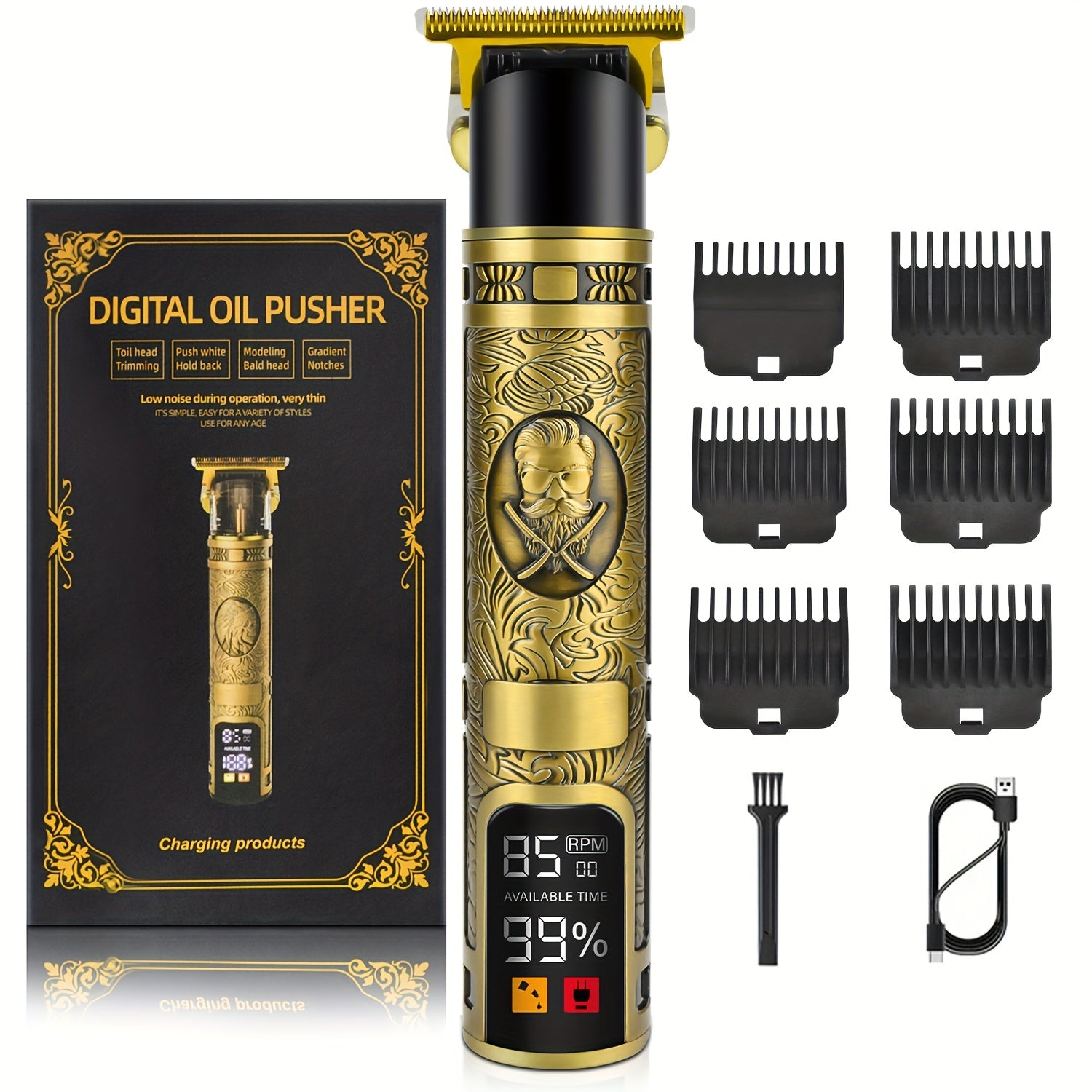 Professional Men's Electric Shaver & Cordless Beard Trimmer Set - Features 3 Adjustable Length Combs, USB Rechargeable Design, All-in-One Grooming Kit for Precision Styling, Perfect Gift for Men