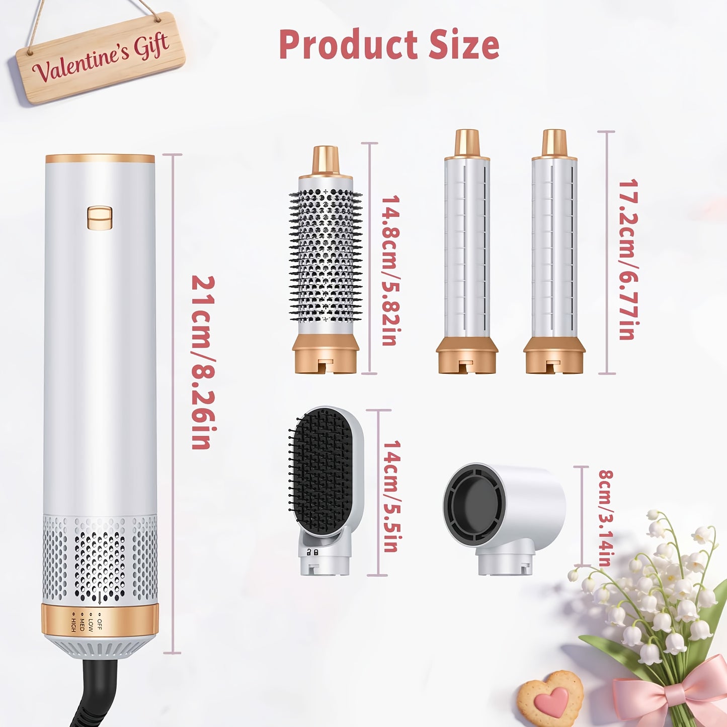 UKLISS 5 in 1 Hair Styler Hot Air Brush Detachable Hair Hot Brush Air Curler Air Curling Wrap Styler Upgrade Hot Air Brush Curling Iron Brush Hair Styling Tools for Curling Straightening, Hair Straightening Tool, Valentine'S Day Gift, New Year Gifts