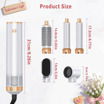 UKLISS 5 in 1 Hair Styler Hot Air Brush Detachable Hair Hot Brush Air Curler Air Curling Wrap Styler Upgrade Hot Air Brush Curling Iron Brush Hair Styling Tools for Curling Straightening, Hair Straightening Tool, Valentine'S Day Gift, New Year Gifts