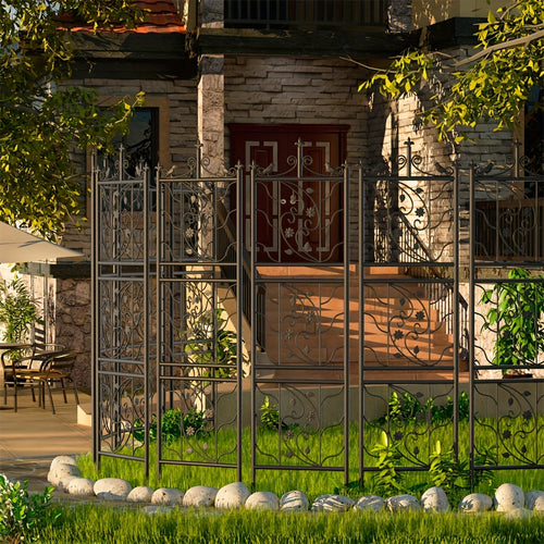 Outdoor Metal Garden Trellis - 2x 6 Panels - 76.8" Tall Metal Garden Trellis - Fencing Barrier Edge Border for Patio Climbing Plants