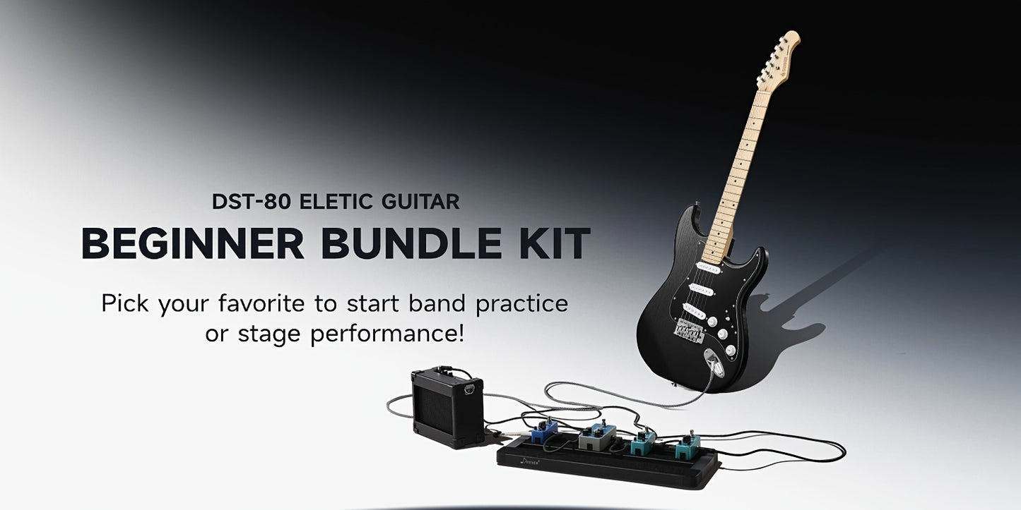 Donner 99.06 cm Full Size Electric Guitar Kit Solid Body, for Beginner, with Amplifier, Bag, Capo, Strap, String, Tuner, Picks DST-80