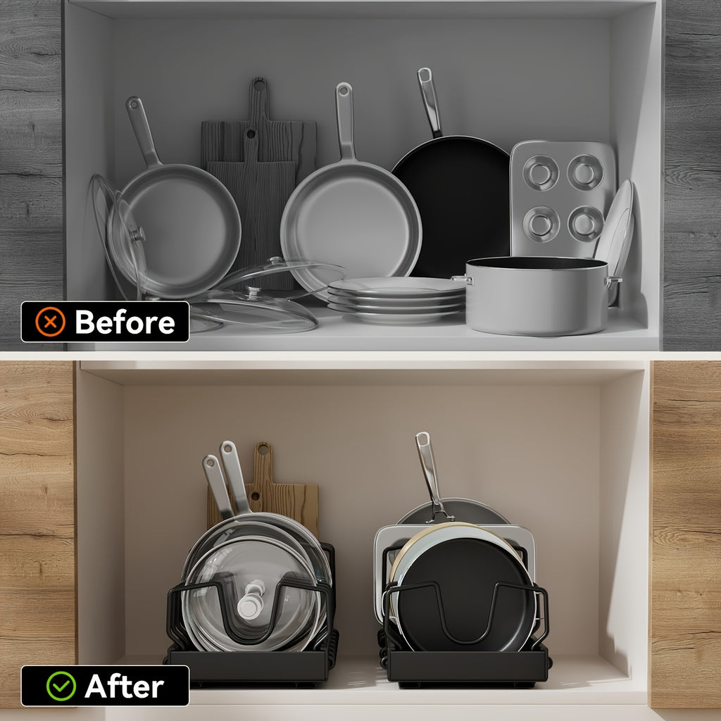 1/2pc Heavy-Duty Metal Pull-Out Cabinet Organizer with 8 Adjustable Shelves - Space-Saving Shelving Unit, Under-Sink/Under-Cabinet Storage System Suitable for Pots, Pans, Lids, Cookware & Baking Accessories - Adjustable Dividers
