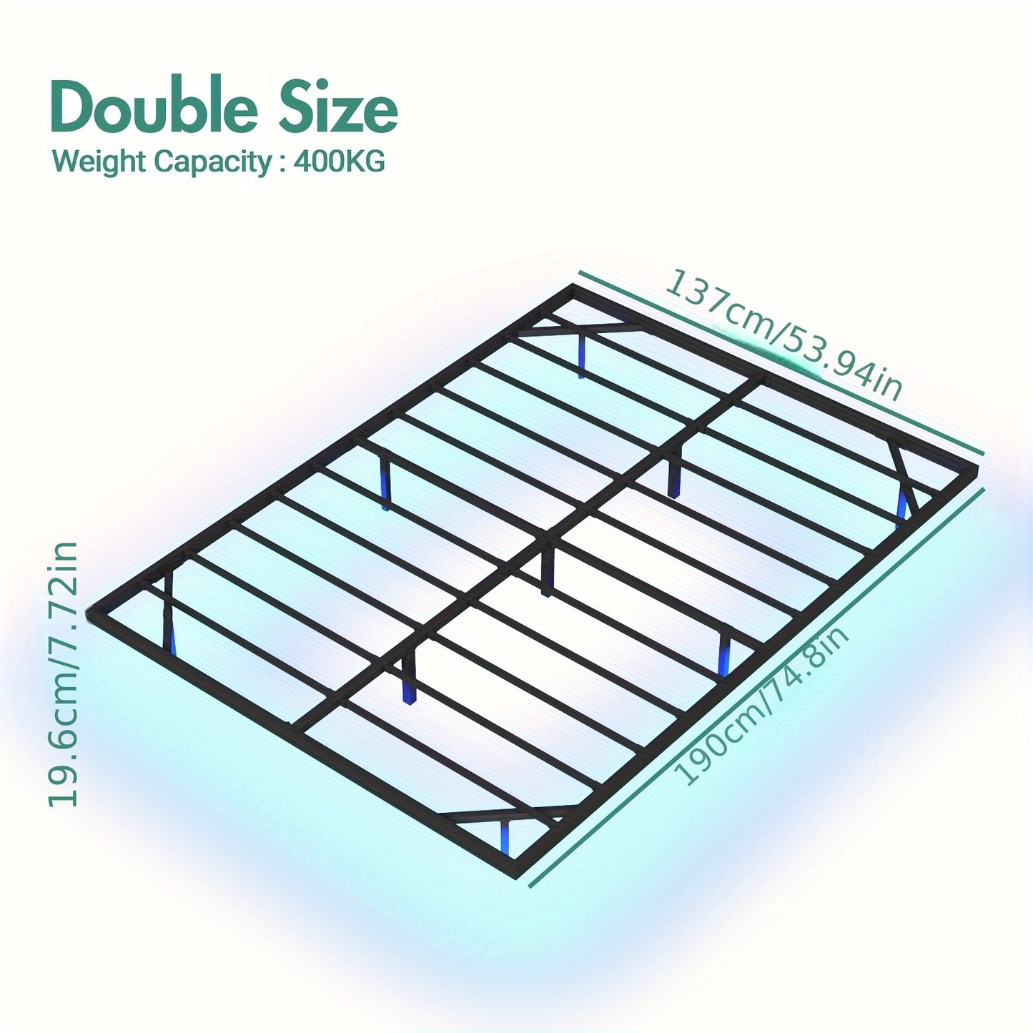 Advwin Queen/Double Size Floating Bed Frame with LED Lights, Metal Platform Bed Frame with Heavy Duty Steel Slats Black, No Box Spring Needed