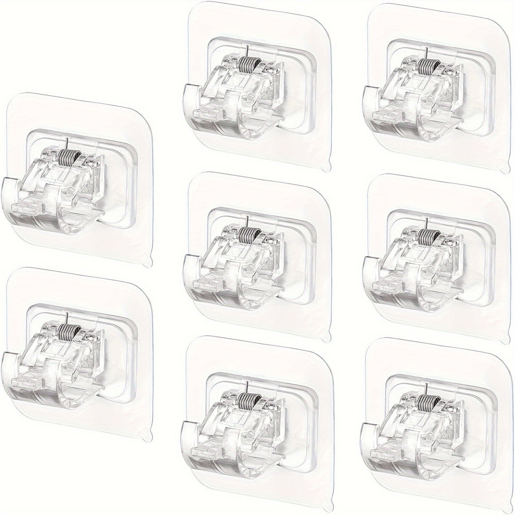 20pcs No Drill Curtain Rod Brackets, Self Curtain Rod Holder Hooks Nail-free Adjustable Clamp Hooks Wall Curtain Fixed Clip Hanging Rack Hook Wall Brackets 1-2cm Diameter Curtain Rod Pole