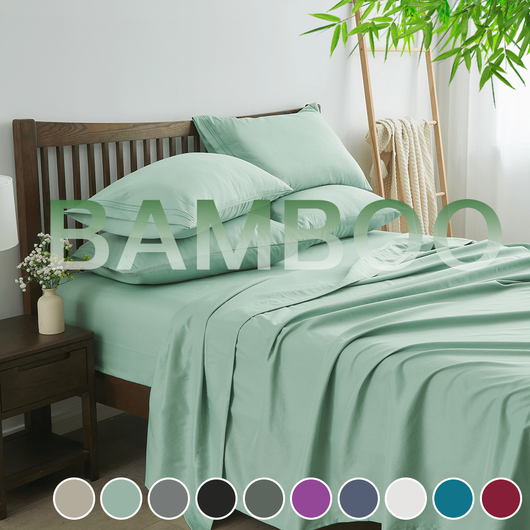 4-Piece Cooling Bamboo Sheet Set – Ultra-Breathable, Moisture-Wicking & Silky Smooth – 40cm Deep Pocket Design – Perfect for Summer Nights, Hot Sleepers, and Guest Bedrooms