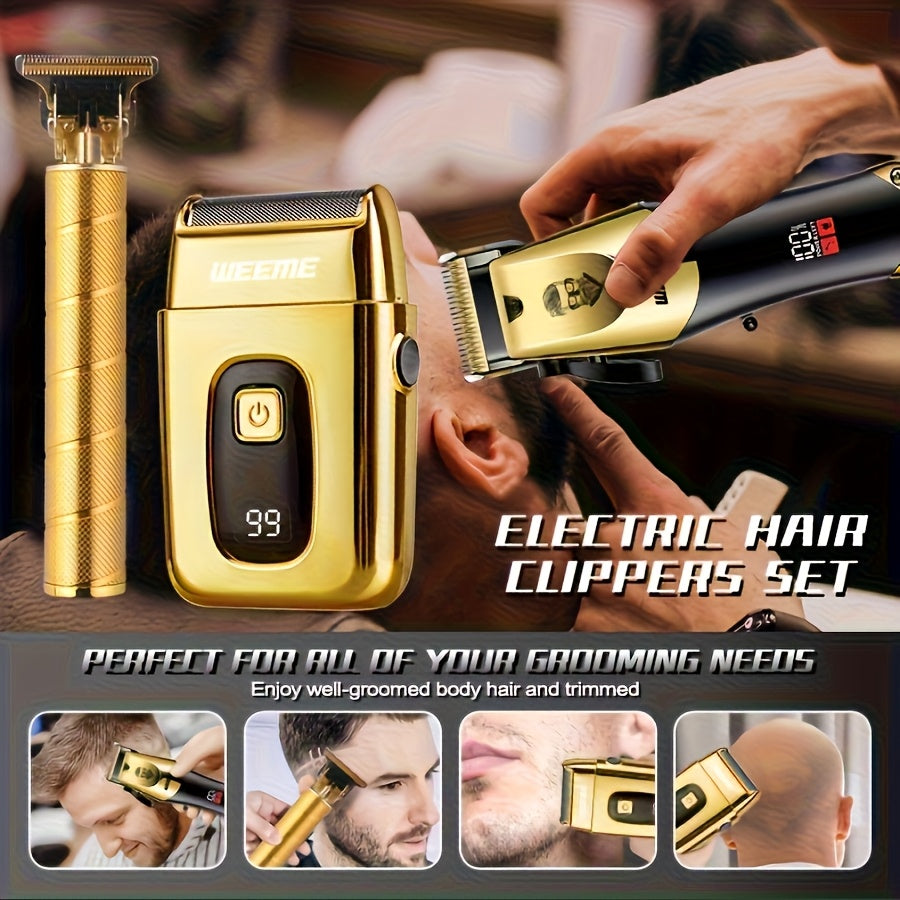 3pcs/2pcs/1pc Holiday Gift Box Hair Clippers for Men Professional, T-Blade Barber Clippers And Trimmer Set, Cordless Hair Clipper Kit with Foil Shaver And Nose Trimmer, Luxury Gift Set for Him
