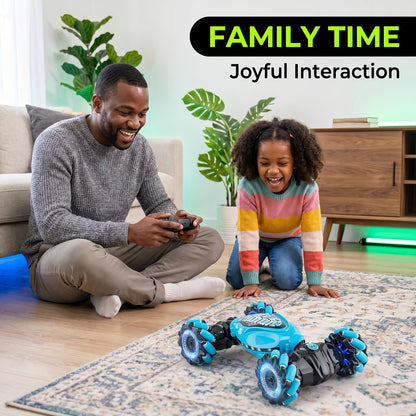 Hand Motion Controlled RC Stunt Car - 1:18 Scale All-Terrain Monster Truck, 360° Flips & Gravity Sensing, with & LED Stunt Dance, Ready-To-Play Gift for Kids Ages