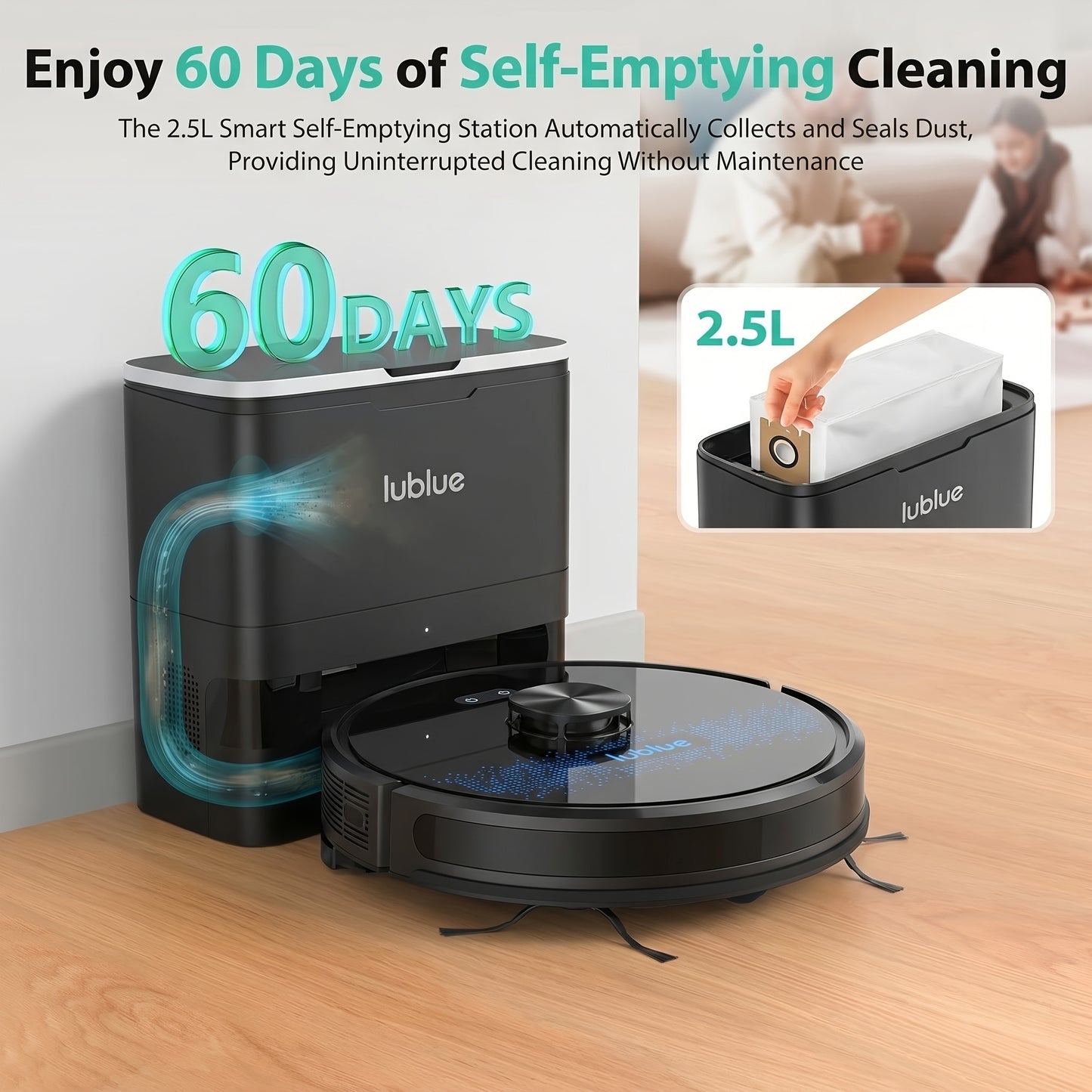 Lubluelu 2026 Robot Vacuum, 7000 Pa/2.5L Self Empty Station/60 Days Hands Free Cleaning/3-In-1 Vacuum And Mop/Wifi/App/24 No-Go Zones/5 Editable Mapping