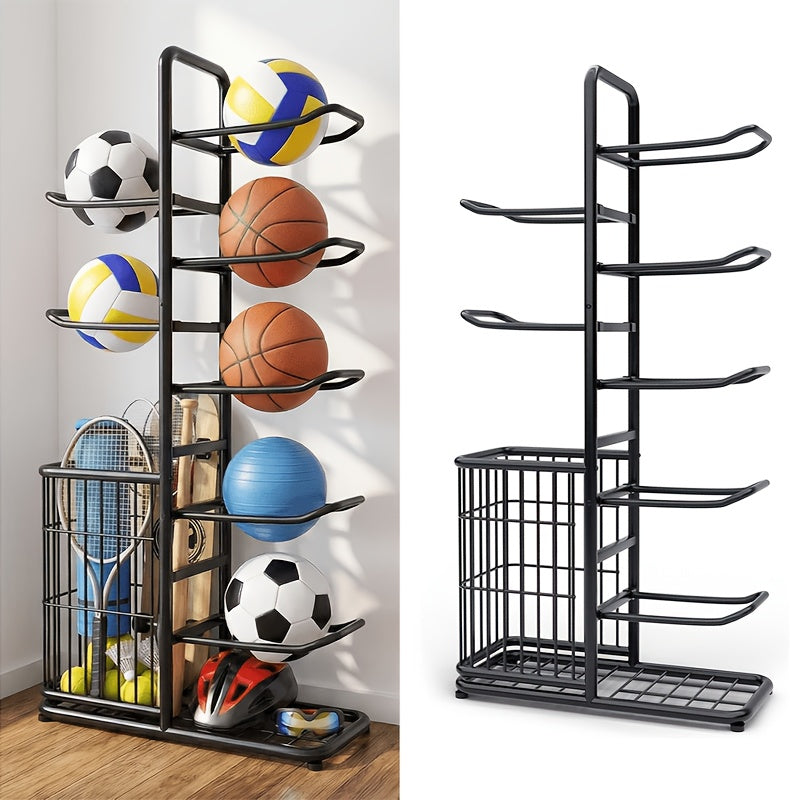 Black Friday Gift Pick Christmas Sports Essential 7 5 Or 3 Tier Basketball Storage Rack High Capacity Ball Organizer Tool Free Click Assembly Reinforced Frame Heavy Duty Support Limited Edition Holiday Box Must