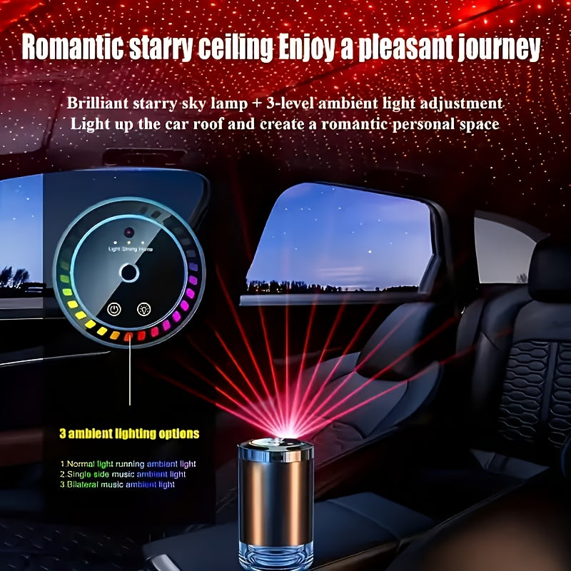 Rechargeable Smart Car Fragrance Diffuser with Star Projection Mode, Sonic Technology Diffuser, Portable Car Air Freshener And Humidifier, USB Charging, Compatible with Any Car Model, Ideal for Car Gifts And Holiday Presents