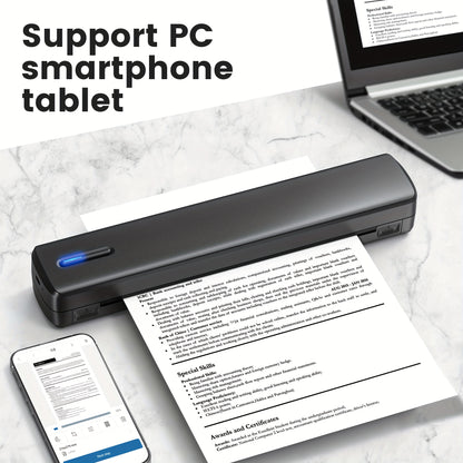 Portable Wireless Inkless Thermal Printer D810 - Compact Mobile Printer with Wireless for iOS/Android/- Devices, Compatible with Smartphones, Tablets, Laptops, -Charged Thermal Paper Printer (Letter/A4)