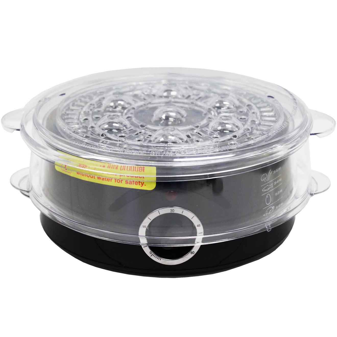 5L Steam Cooker Steamer 2 Tray 400W Power Dial Timer Healthy Stackable